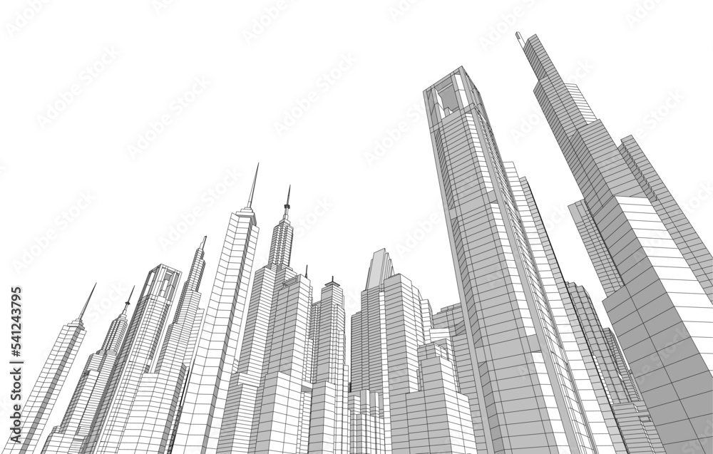 Modern city architecture 3d illustration Modern city architecture 3d illustration