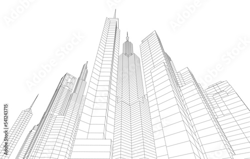 Modern city architecture 3d illustration