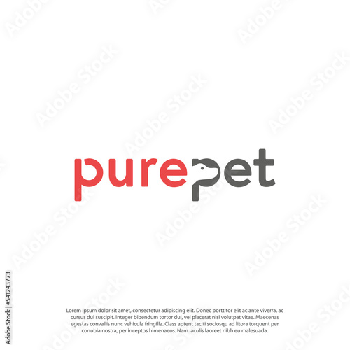 Logo for pet shop or animal clinic lettering pet, pure pet or petshop logo design vector