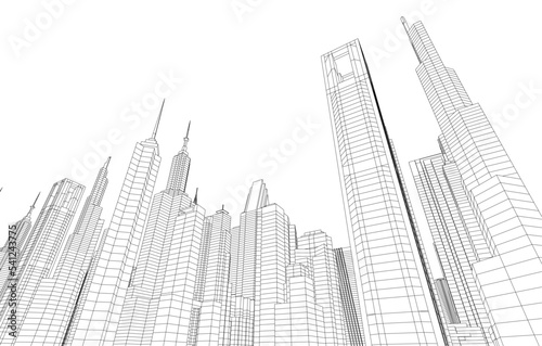 Modern city architecture 3d illustration