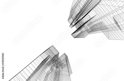 Modern city architecture 3d illustration © Yurii Andreichyn