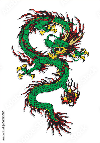 Chinese Dragon Vector Illustration On White Background