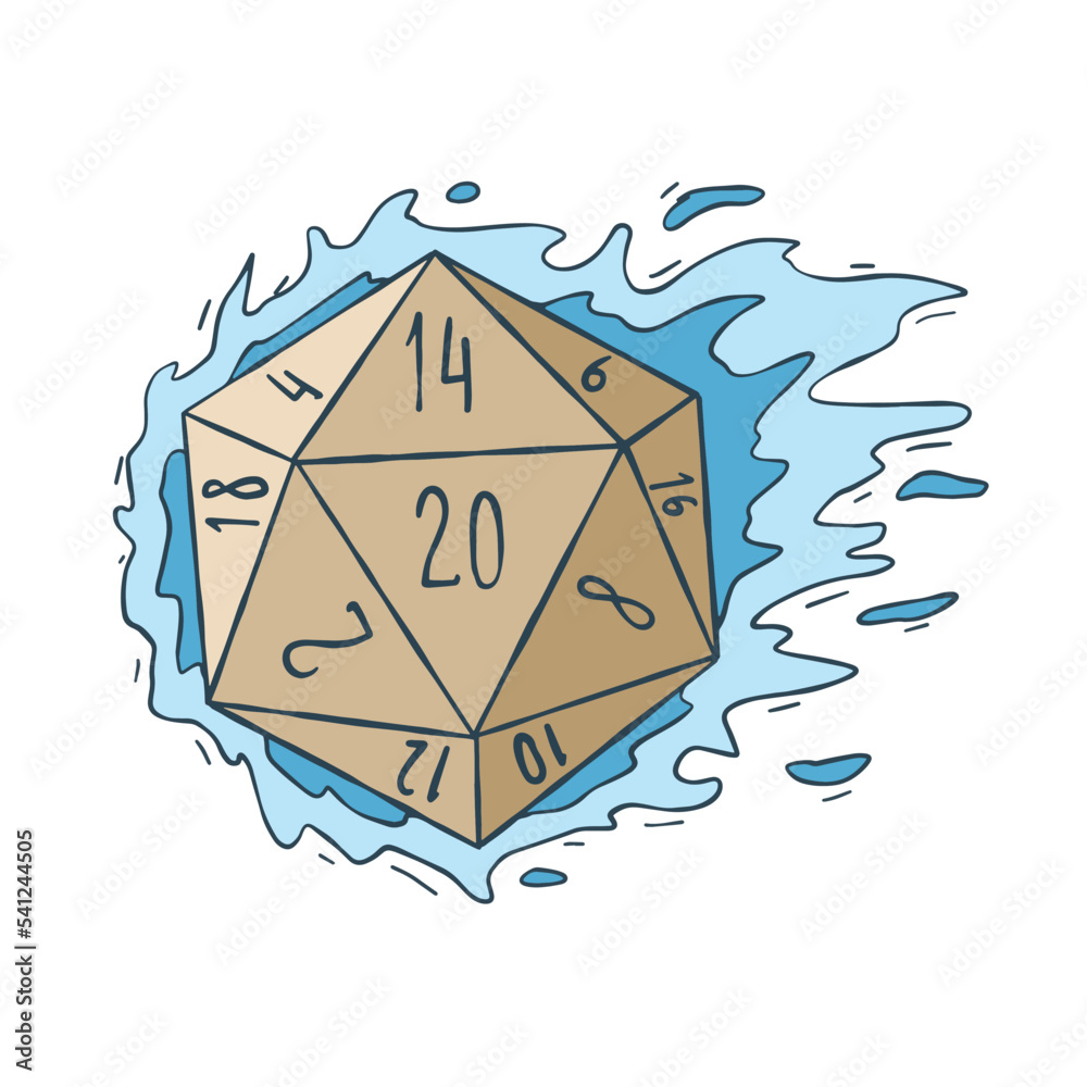 Dice d20 for playing Dnd. Dungeon and dragons board game. Wizard Magic  Spell with Fire Векторный объект Stock | Adobe Stock