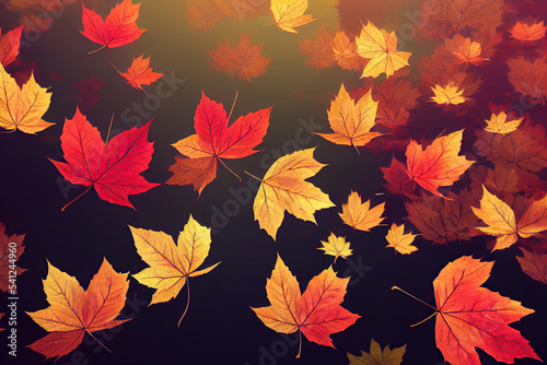 Herbstlaub im Wind, Herbstblätter, Illustration, AI