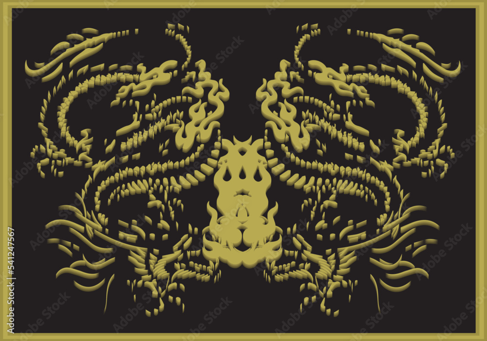 Black Gold Dragon Pattern Vector Illustration