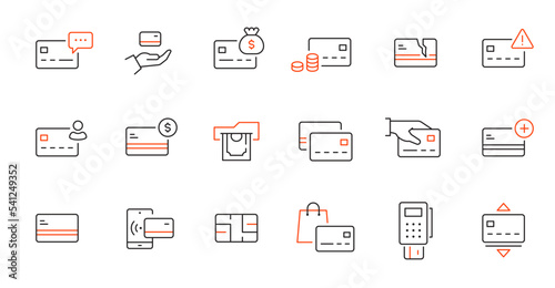 Online payment, online bank line icon set. Credit card money transaction, online wallet pay, shopping business pictogram. Outline editable stroke icon set. Vector illustration.