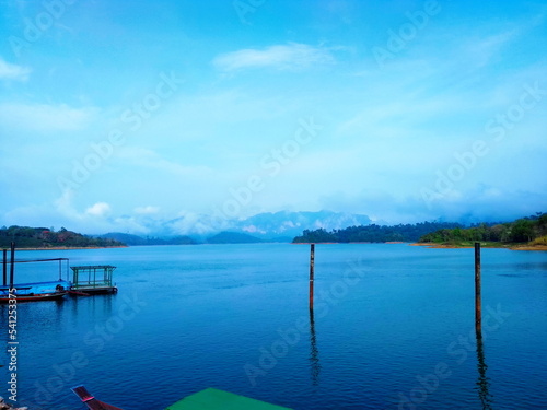 Wallpaper Mural Tourist pier for picking up and dropping off tourists on Cheow Lan Dam Lake, a beautiful lake in Thailand. Torontodigital.ca