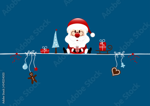 Sitzender Weihnachtsmann Icons Dunkelblau Dunkelrot