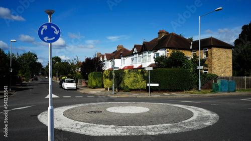 A small roundabout at local residential area, London, UK. photo