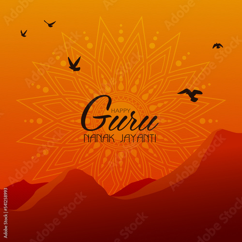 Papier peint Happy Guru Nanak Jayanti festival of India