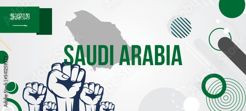 Saudi Arabia national day vector with background of geometric shapes in flag colors, Saudi Arabia day banner