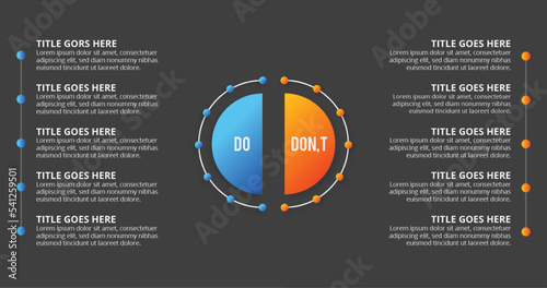 Process Workflow, Do and Don't, Comparison Chart Infographic Template Design 
