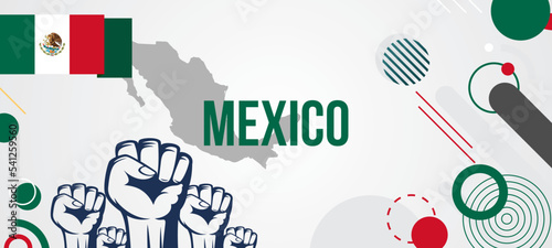 Mexixo national day vector with background of geometric shapes in flag colors, Mexican independence day banner