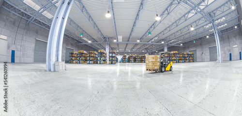 interior of a warehouse fisheye view.