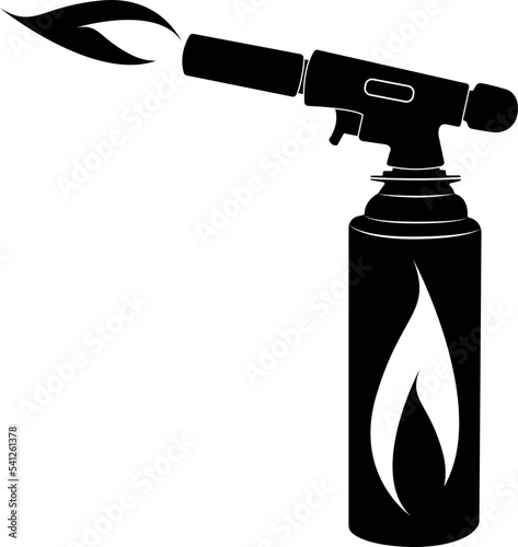 Vector image (silhouette, icon) of a gas burner with a burning flame
