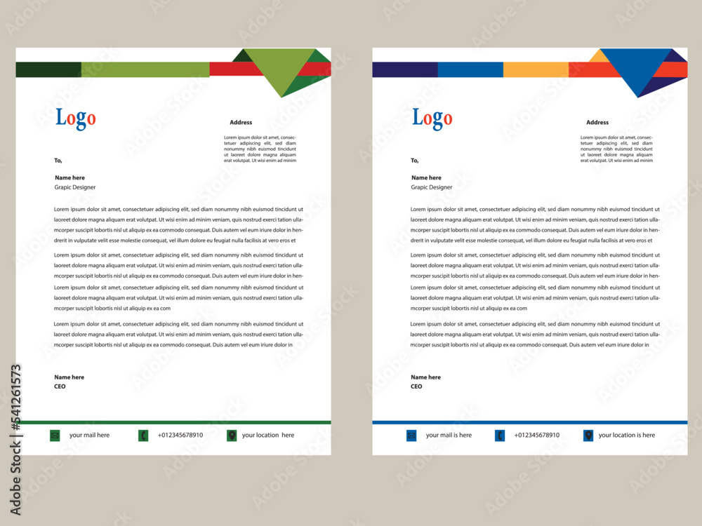 corporate creative red blue yellow and green Color Vector Letter Head ...