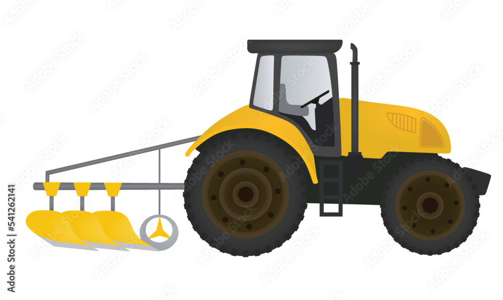 Farmer tractor plowing. vector illustration Farmer tractor plowing. vector illustration