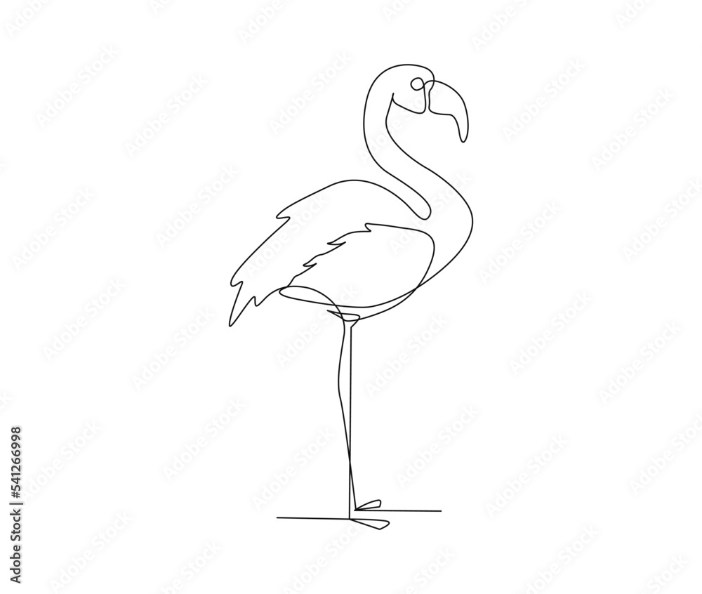 Fototapeta premium Continuous one line drawing of flamingo bird.Beautiful flamingo simple line art vector design.