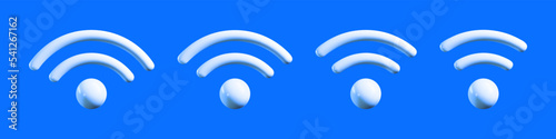 3d wifi icon set. Symbol of internet wireless mobile hotspot. Wi fi web network sygnal area