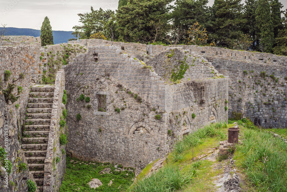 Ruins and stone buildings of the old SPANJOLA fortress in Herceg Novi Montenegro