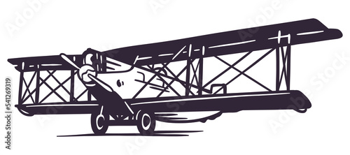 Airplane vintage hand drawn vector llustration