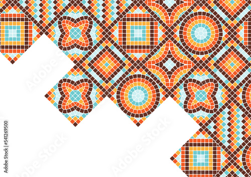 Ancient mosaic tile background. Decorative antique stone ornament.
