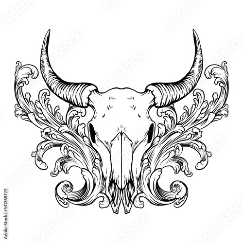 skull of a bull with ornament