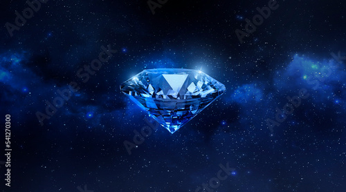 sparkling diamonds floating in the Planet view from space. 3d render © Retouch man