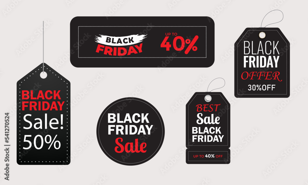 Black Friday price tags design , Black Friday Tag Stock Design, Black Friday Sale Offer Vector Graphics Element, Modern Black Friday price tags design 2022 