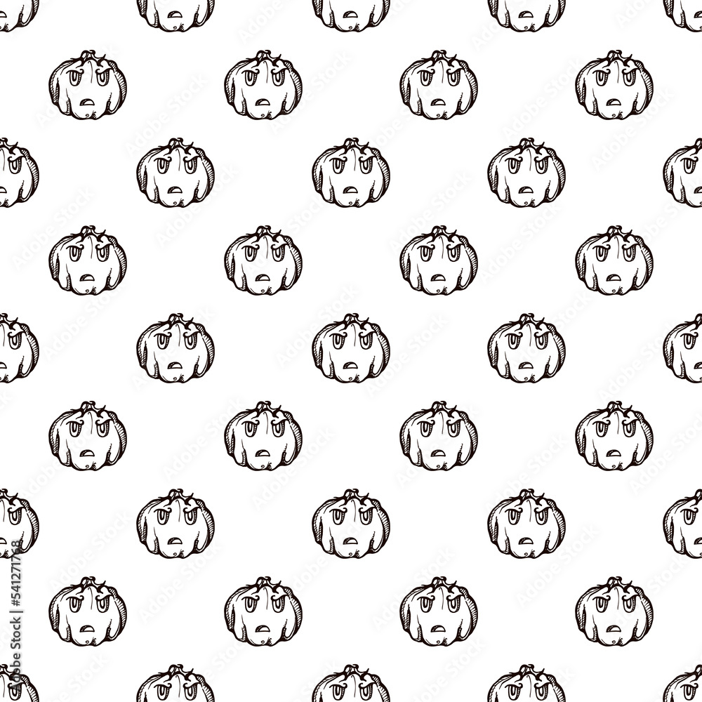 Halloween seamless pattern with hand drawn pumpkins. Suitable for packaging, wrappers, fabric design. PNG black ink illustration Halloween seamless pattern with hand drawn pumpkins. Suitable for packaging, wrappers, fabric design. PNG black ink illustration