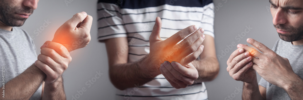 Φωτογραφία Caucasian man with pain in hand.