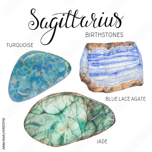 Obraz na płótnie Sagittarius birthstones set