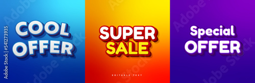 Super sale, Special offer, cool offer, Promotion sticker, Sale typography