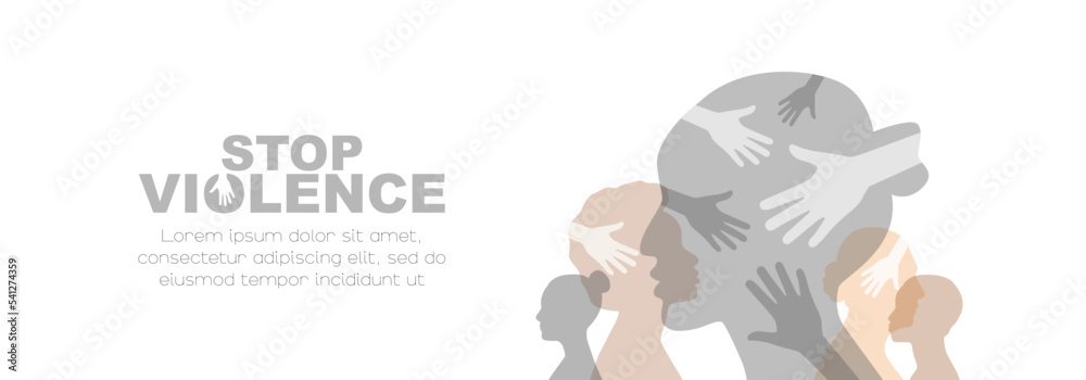 Stop violence banner. Card with place for text. - obrazy, fototapety, plakaty 