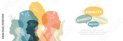 Diversity, Equality, Inclusion and Identity banner. Card with place for text.