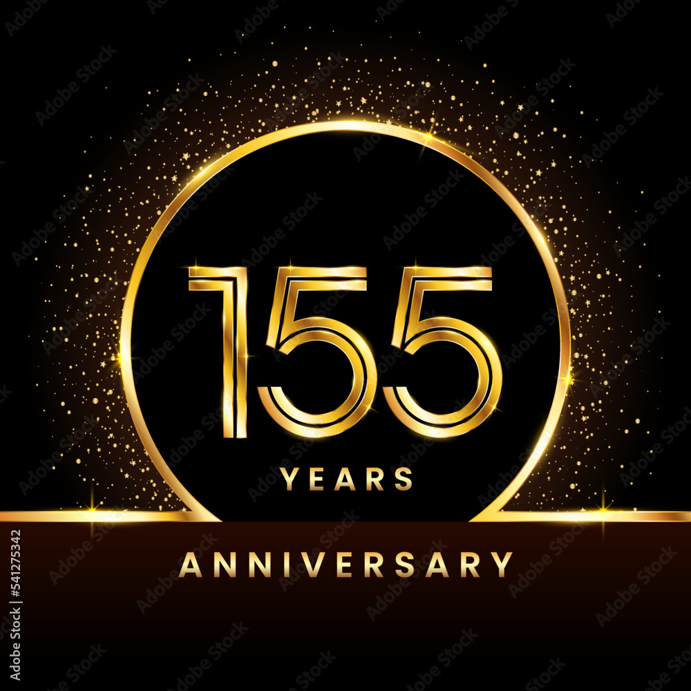 155th Anniversary Logo. Golden Anniversary template design for celebration event, invitation card, greeting card, flyer, banner, poster, double line logo, vector illustration 155th Anniversary Logo. Golden Anniversary template design for celebration event, invitation card, greeting card, flyer, banner, poster, double line logo, vector illustration
