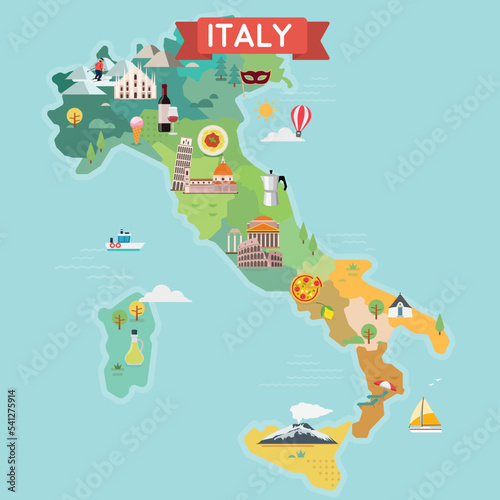 Italy tourist map.