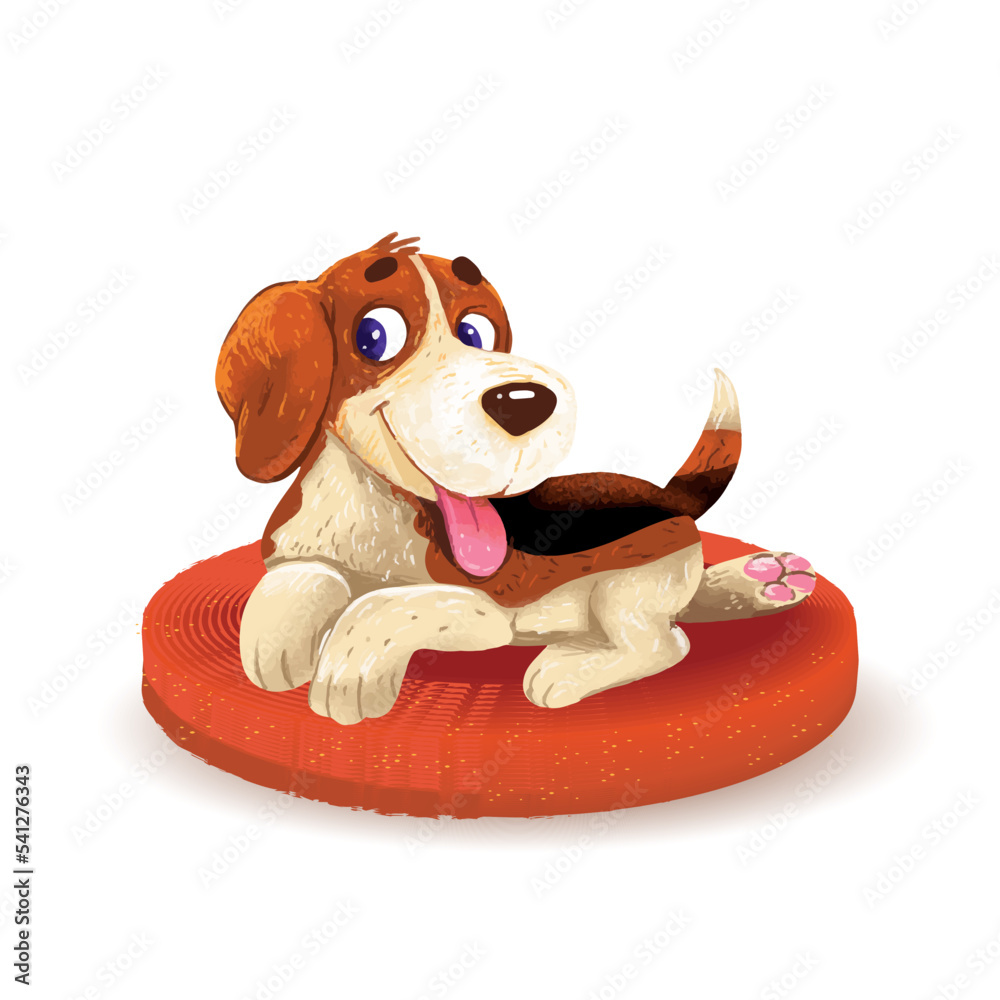Cute dog cartoon sleeping on a pillow, vector cartoon illustration ...