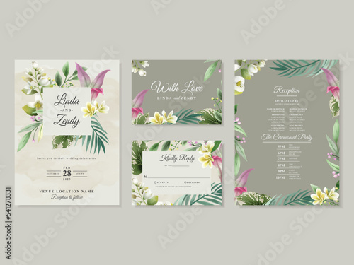 exotic floral tropical wedding invitation card