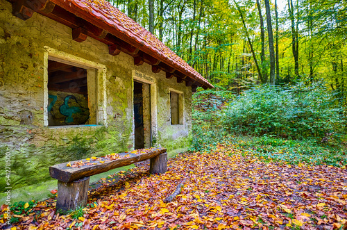 Hütte in der Rückersbacher Schlucht im Herbst photo