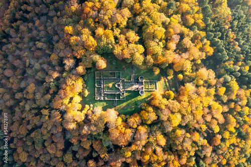 Aerial view of the Heiligenberg monastery in autumn season, Heidelberg, Germany photo
