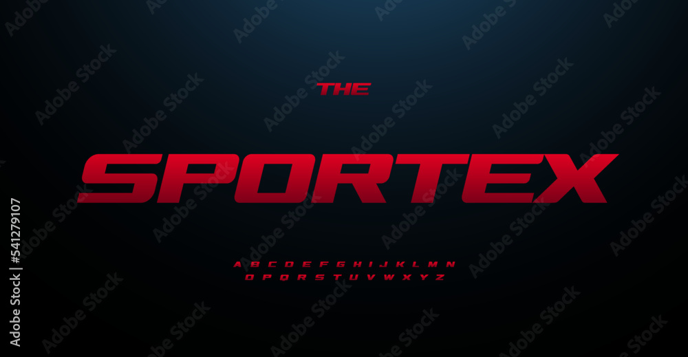 Wide italic bold font simple expanded alphabet extended letters. Red racing headline and automotive logo for sport, race, car service, esports, shirts, games, and speedy cinema. Vector typography Wide italic bold font simple expanded alphabet extended letters. Red racing headline and automotive logo for sport, race, car service, esports, shirts, games, and speedy cinema. Vector typography