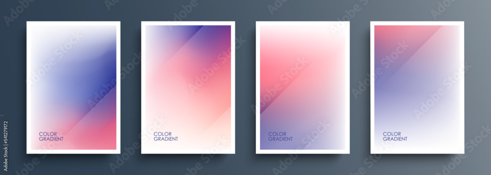 Set of color gradients. Abstract multicolored backgrounds. Soft color templates collection for brochures, posters, flyers and covers. Vector illustration.