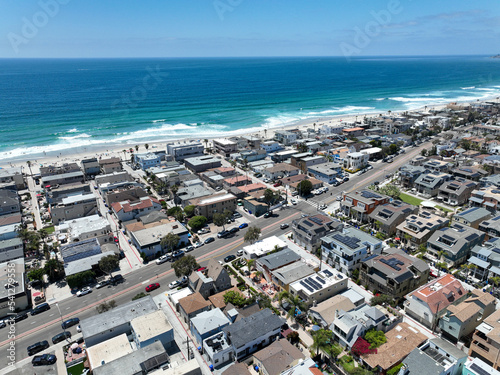 Aerial view of Mission Bay and beach in San Diego, California. USA. Famous tourist destination photo