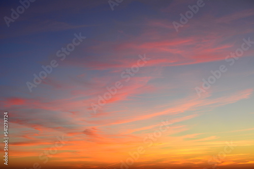 Fototapeta Naklejka Na Ścianę i Meble -  amazing evening sky with orange, red and yellow clouds