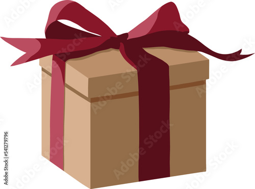 Vector gift corton box with red ribbon and bow