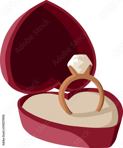 Vector diamond engagement ring in a red box