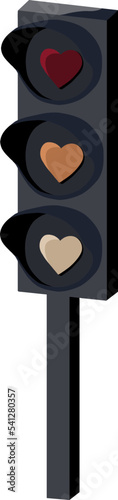 Vector traffic light shining with hearts