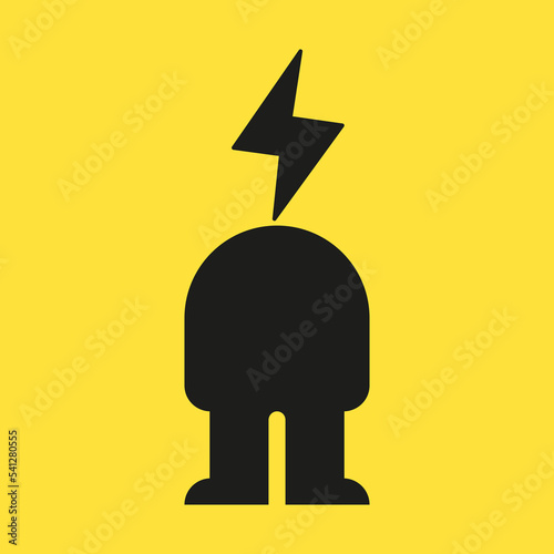 Human Power Logo Design Concept With Human Body and Bolt Symbol Vector Template