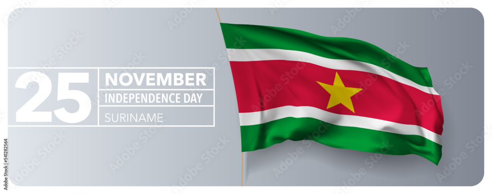 Suriname happy independence day greeting card, banner vector illustration
